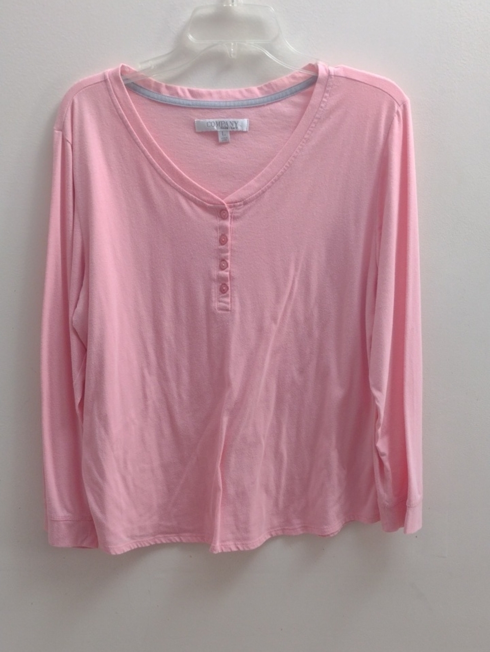 Ellen Tracy Soft Pink Long-Sleeve Henley Top